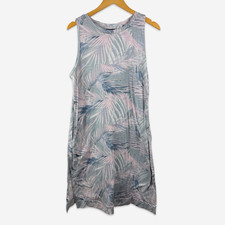 Tahari Midi Tank Dress Pink Blue Tropical Floral Poly Spandex Stretch