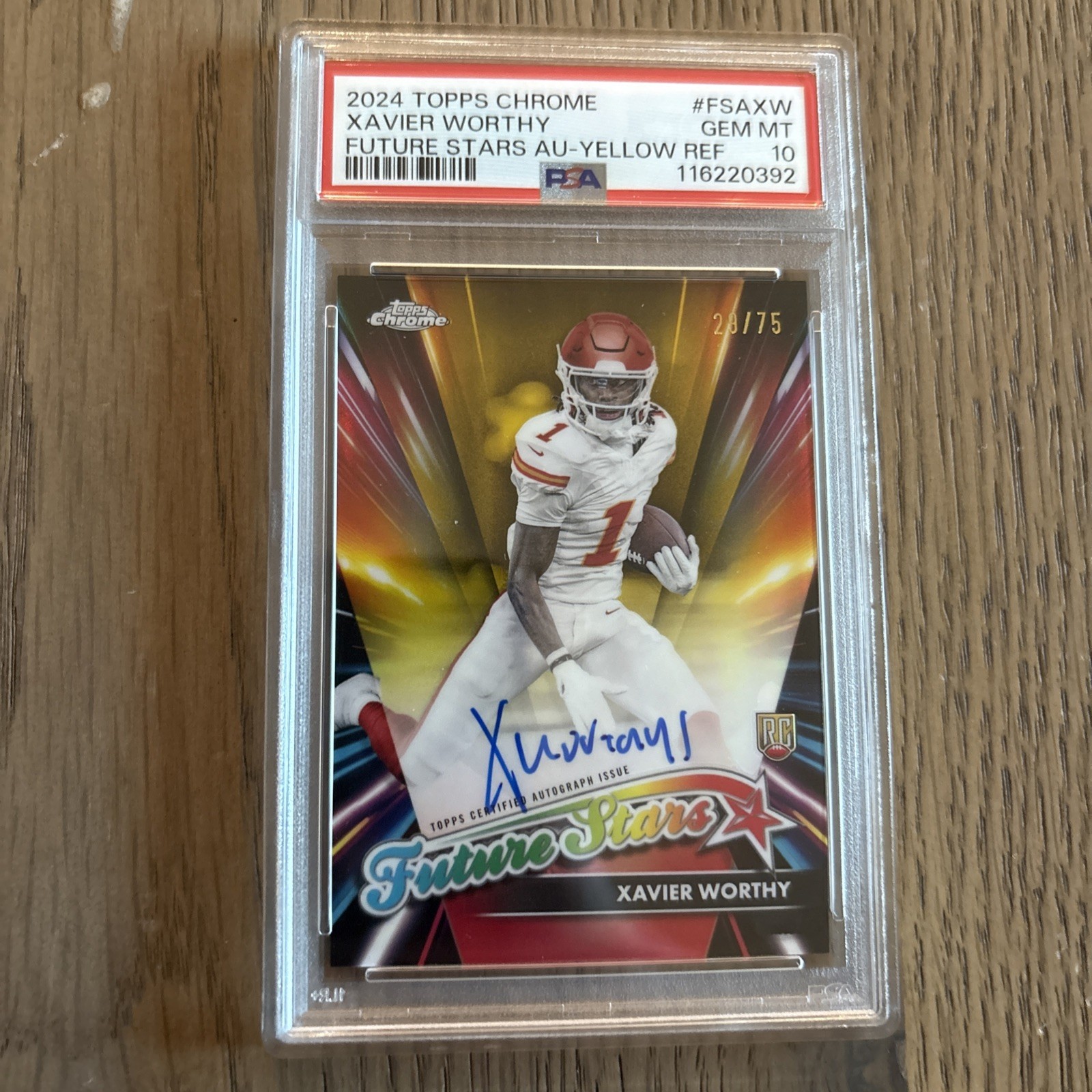 Xavier Worthy Topps Chrome Future Stars Autographs #FSAXW Yellow Refractor