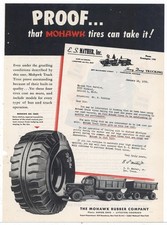 1952 Mohawk Rubber Ad: E.S. Mather Trucking, Farmington Michigan - Mack Truck