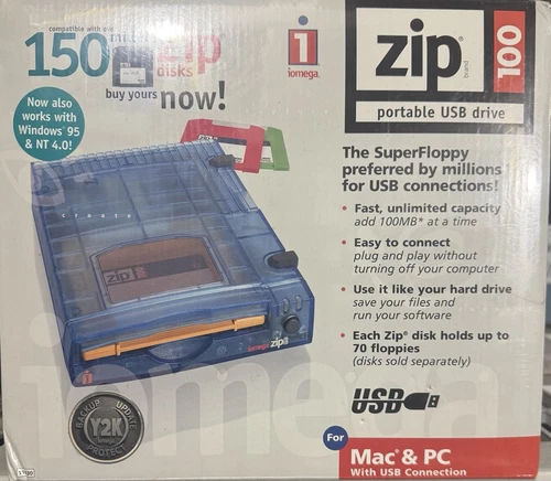 Iomega Zip 100 Portable USB Drive PC MAC Drive Factory Sealed