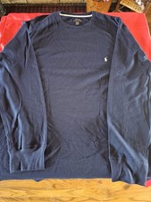 Polo Ralph Lauren Waffle-Knit Pullover Sweater Navy Blue Large Cotton Blend Men