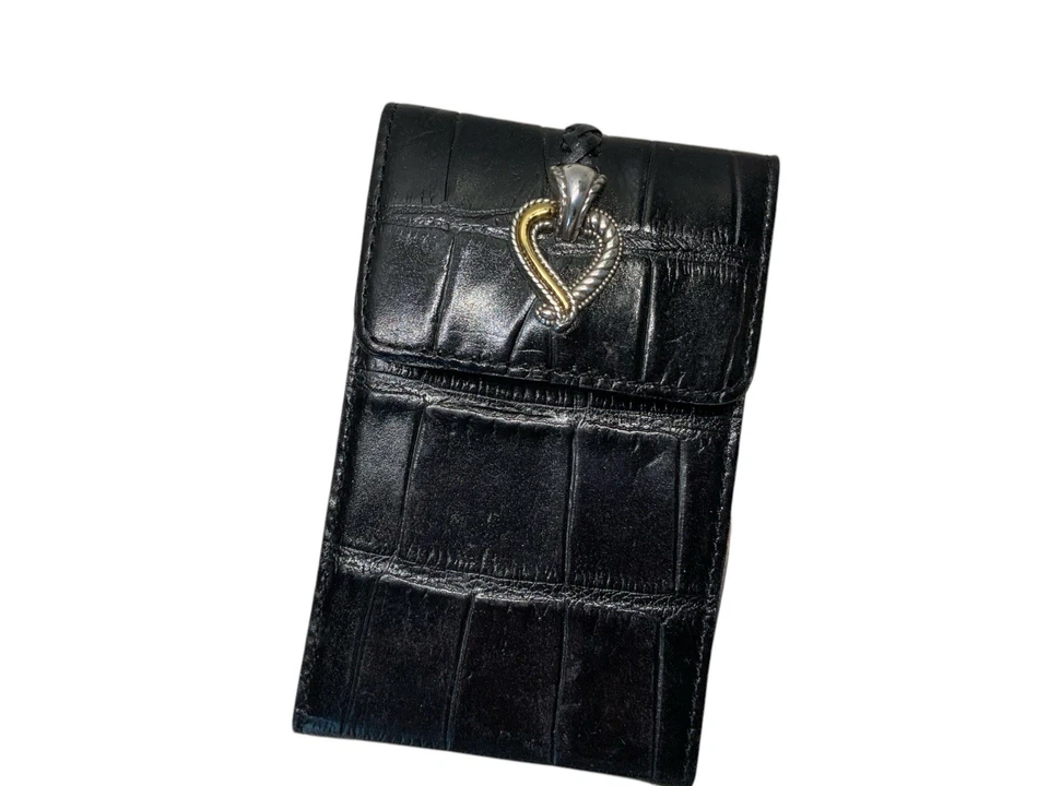 Mini bloc de notas de colección Brighton Heart cuero de cocodrilo negro con solapa a presión Foto 2 de 4