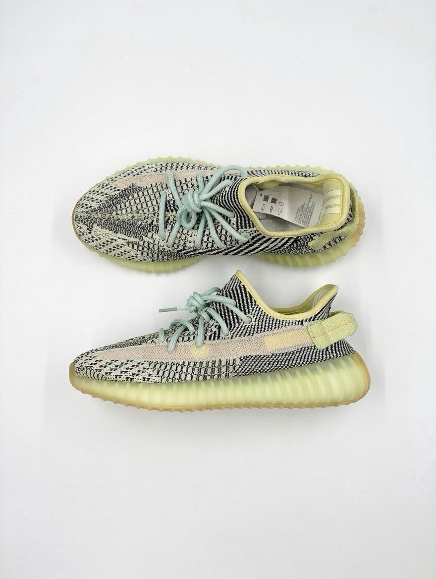 adidas Yeezy Boost 350 V2 Primeknit Lace Up Sneakers Green Yellow