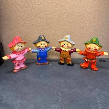 Scarecrow Figurines Set of 4 Painted Resin 6in. Fall Harvest Country Decor
