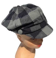 NWT D&Y Olive & Black Plaid Flannel Lined Cabbie Hat