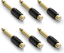 RCA to 1/4" Audio Adapter, 6.35Mm Mono Plug Male to RCA Female Connectors 6-Pack