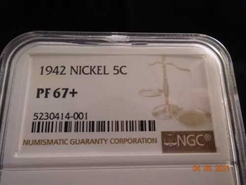 1942 Jefferson Proof Nickel, NGC PF67+ 
