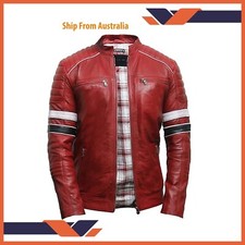 Brad Pitt Fight Club Tyler Durden Mayhem Red Real Leather Jacket