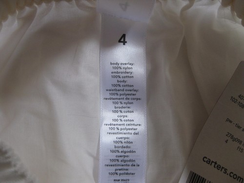 NEW Carter's Girls Lace Skirt Tiered Scalloped Ivory Tulle Cotton Lined Size 4 - Picture 9 of 9