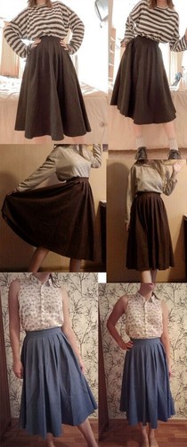 Vintage Brown High Waist Pleated Skirt College Style Skirt Ladies Autumn A line - Picture 10 of 17