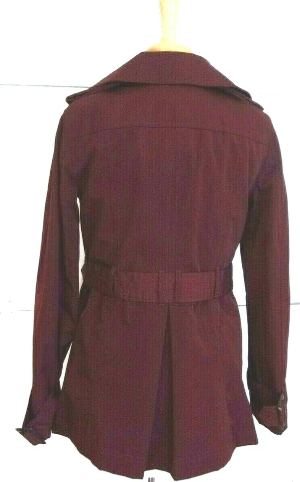 Worthington 雨衣夹克女式小号勃艮第腰带领 — 第 2/4 张图片