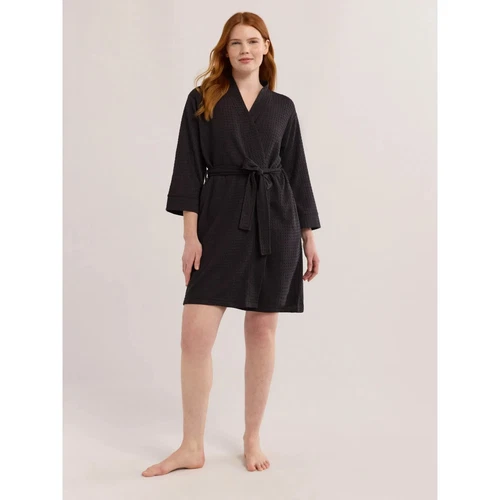 Joyspun Women's Waffle Kimono Short Wrap Robe - Picture 14 of 18