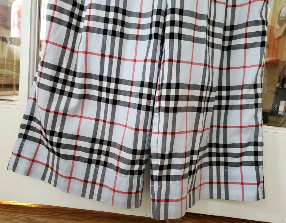 Calça Burberry feminina azul assinatura xadrez perna larga tamanho 8 (14001A) - Imagem 3 de 4