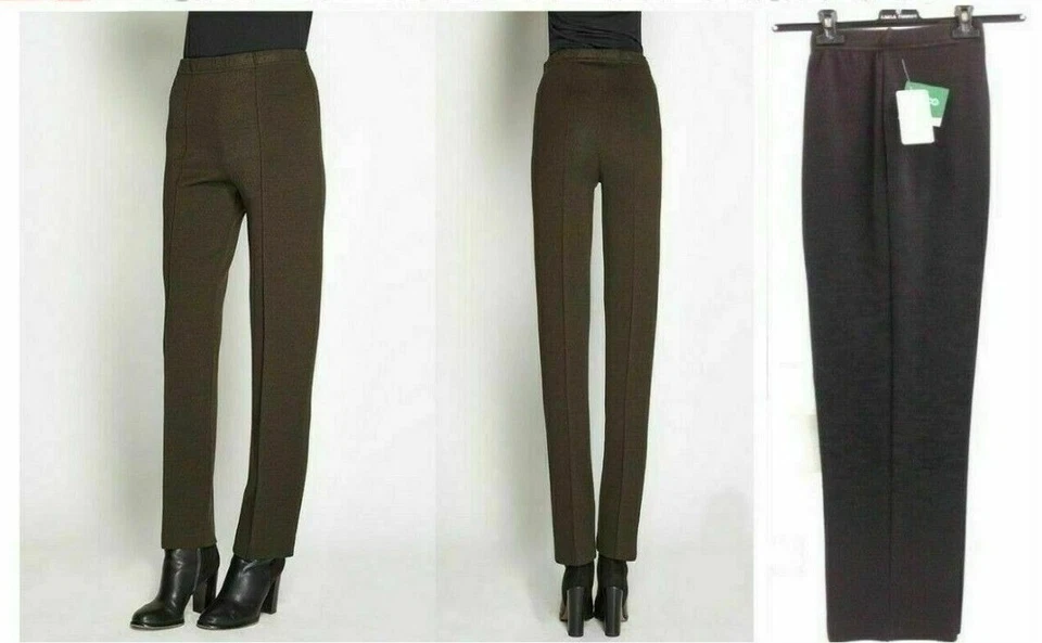 CARLA FERRONI Pantalone donna in maglia di lana jersey 6626 Made in Italy - Immagine 2 di 2