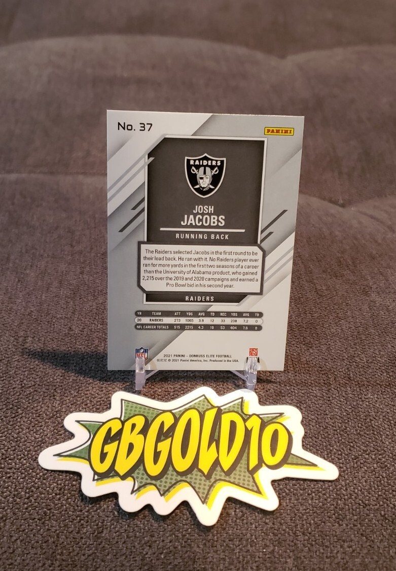 PANINI NFLカード DONRUSS ELITE JOSH JACOBS OAKLAND RAIDERS 68/75 #TC-JJ1 送料無料 中古 IT1 2021 Panini Donruss Elite Aspirations /72 Josh Jacobs #37 | eBay