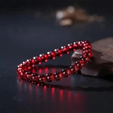 Natural 4mm Garnet Stone Beaded Bracelet for Strength Passion Balance Hand Woven