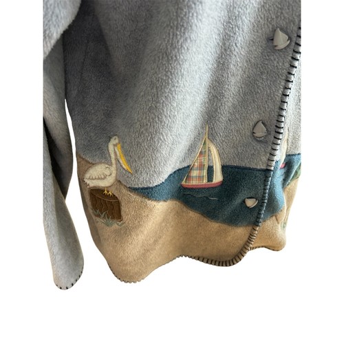 Vtg Northern Reflections Beach/Lighthouse/Boats Button Fleece Shirt Jacket Sz S - Picture 2 of 5