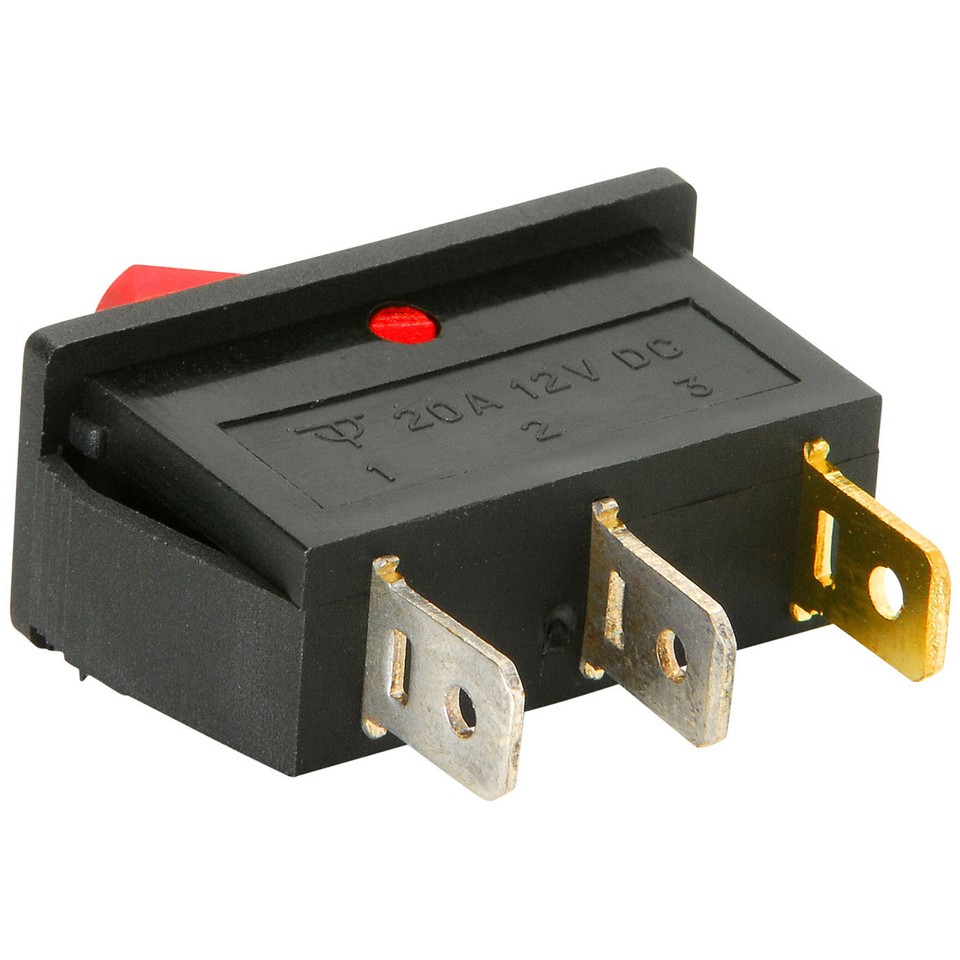 SPST Large Rocker Switch w/Red Illumination 12 VDC | eBay