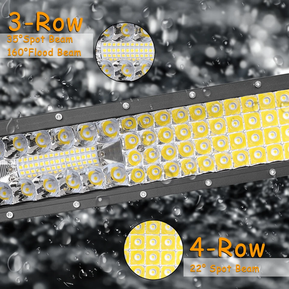 40/42Inch LED LIGHT BAR Tri Quad Row Spot Flood Combo Truck Offroad 4WD ATV SUV - Image 2 of 4