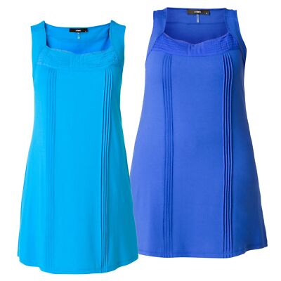 X Two Kleid Tunika Shirtkleid Trägerkleid Hindy Damen Viskose Blau Größe 54 58