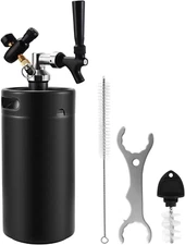 128 OZ Mini Keg Growler Beer Tap System, Pressurized Stainless Steel Portable Ke