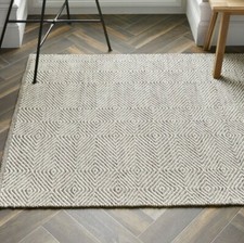 Natural Grey Diamond Pattern Rug for Living Room