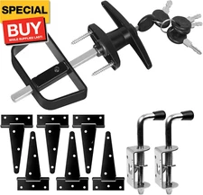 Shed Door Hardware - Complete with Hinges, Latches, and T-Handle Lock - Includes