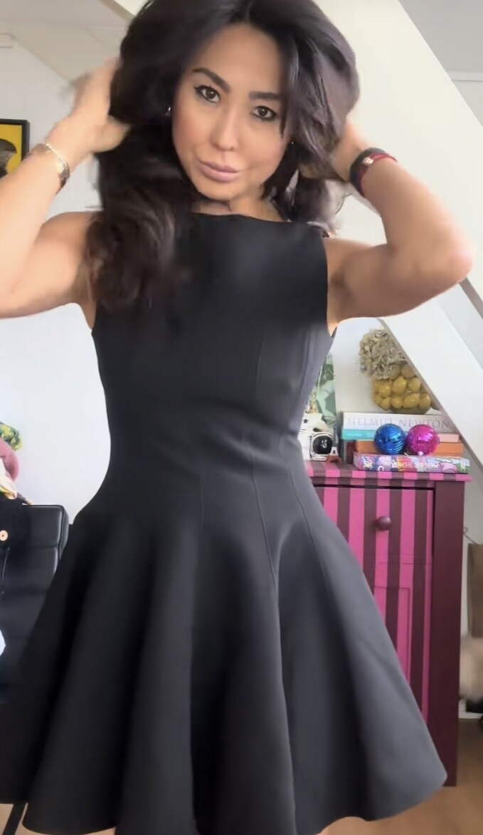 ZARA ZW COLLECTION SKATER DRESS BLACK SHORT ROUND NECK SS24