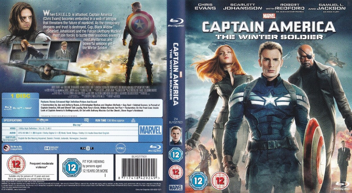 米2discs Blueray Movie Captain America: The Winter Soldier  NONE NOT ON LABEL /00220 Amazon.com: Captain America: The Winter Soldier [Blu-ray
