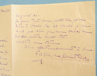   L.A.S 1931 Frédérique GAUTHIER Pianist ROANNE Les Côtes - Autogrammbrief