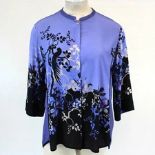 Citron Plus Clothing Wearable Art Nocturnal Peacock Shadows Garden Blouse 3X