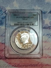 2004-s 90% SILVER PROOF KENNEDY HALF DOLLAR GRADED BY PCGS PR69DCAM