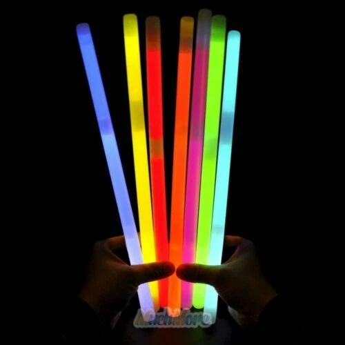 130 lot 12 Inch Glow Sticks Jumbo Large Bright Mixed Colors white