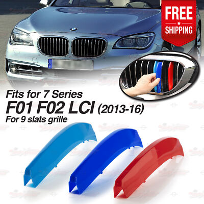 M-Sport 9 Slat Kidney Grille 3 Color Covers for BMW 7 Series F01 F02 LCI 2013-16