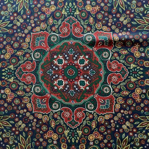 D6 A Navy Blue Paisley & Flower Design 31 Inch Square Vintage Scarf By Tie Rack - Picture 2 of 5