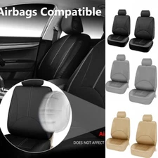 2PC Front Car Seat Covers Waterproof PU Leather For Car Truck SUV Van