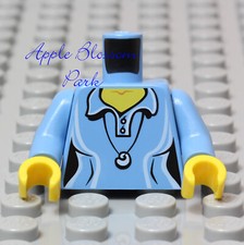LEGO Female MEDIUM BLUE MINIFIG TORSO Girl Light Shirt Upper w/Shell Necklace
