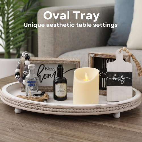 Wooden TrayOval Decorative Tray for Coffee Table Kitchen Dinning Table Entryw... - Picture 2 of 7