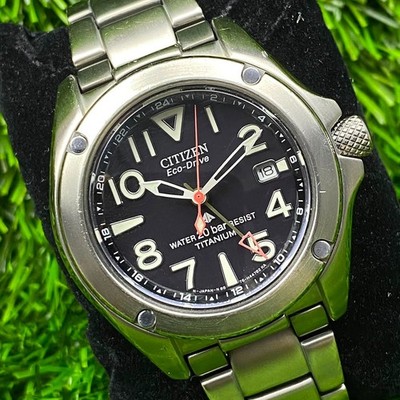 Rare Citizen Eco Drive Promaster Titanium B876-H25543 Black Dial Watch Men Date