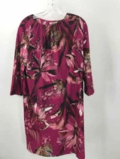 Pre-Owned Fuzzi Purple Size 46 Printed Shift Knee Length Long Sleeve Dress