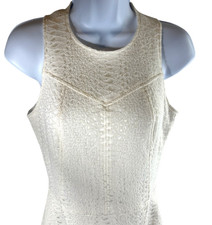 Alexis Fit Flare Mini Dress XS Sz 4 Ivory Python Texture Matelassé Cocktail USA