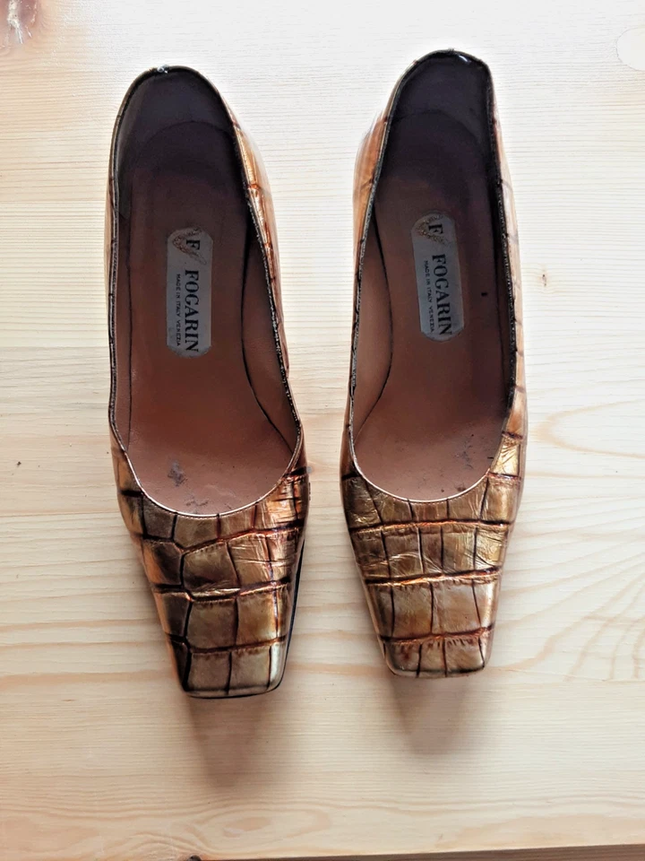 Vintage/Fogarin made in Italy/Venezia Lederschuhe/Gr. 37,5 in Gold-Farbe - Bild 4 von 4