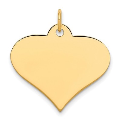 10k Yellow Gold Plain .013 Gauge 24.8x19mm Engraveable Heart Disc Charm Pendant