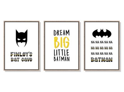 Personalisiertes Batman Poster 3er Set Jungenzimmer Geburtstag Geschenk A4 ungerahmt