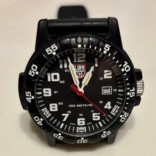 Luminox 100M Analog Watch Black Carbon Case Rubber Band Used