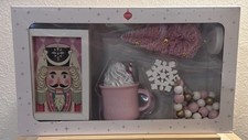 ALDI Merry Pink Christmas Tiered Tray Decor Set 4 Pc Nutcracker Cocoa Tree NEW