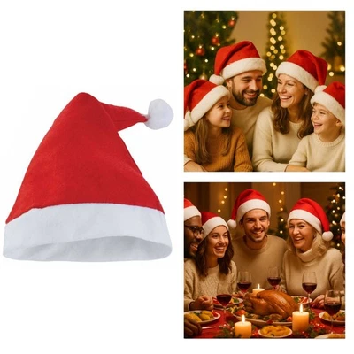 Gorro De Santa Adulto Rojo Blanco Terciopelo Felpa Navidad Fiesta Paquete 1-20 - Imagen 1 de 4
