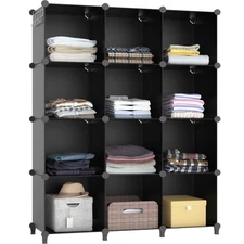 CUBE STORAGE Closet Organizer Clothes Shelves Bookshelf Black 12-Cube HOMIDEC