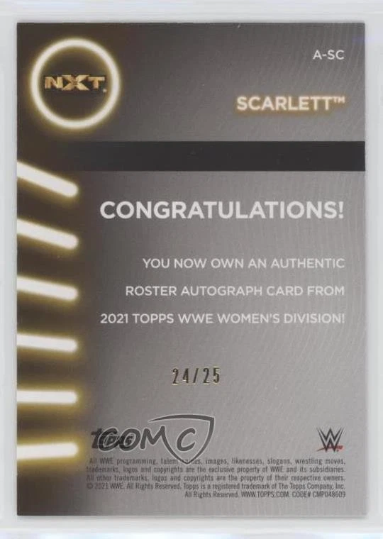 2021 Topps WWE Women's Division Roster Auto Blue /25 Scarlett #A-SC Auto - Image 2 of 2