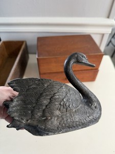 Cast Iron Swan Shaped Decorative Box Bird Species Swan Collectible Figurine